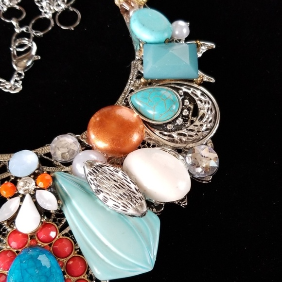 Repurposed Vintage Jewelry Statement Necklace - Picture 10 of 12